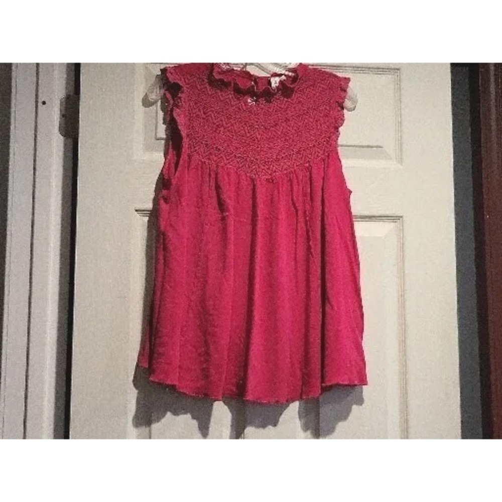 New XL Hot Pink Lace Aline Sleeveless Babydoll High Neck Tank Top Grace+Karma